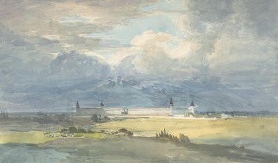 Landschap met een groot gebouw, 1818-83 door Franz von Hauslab