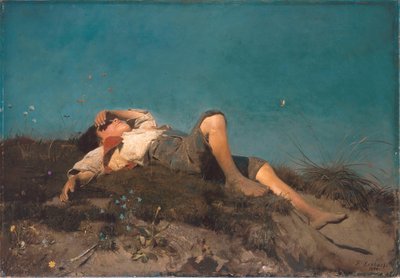 Duits: Hirtenknabe Een herdersjongen door Franz von Lenbach