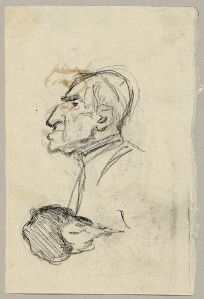 Portretstudie van een Kardinaal, verso: Muildier in Achteraanzicht (?) door Franz von Lenbach