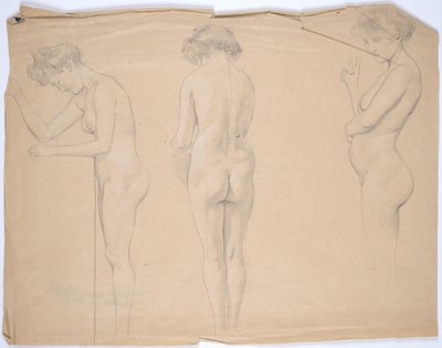 Naaktstudies van een zwangere vrouw door Franz von Matsch