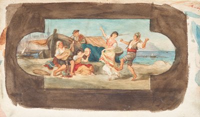 De dans van de Italianen - Ontwerp van een plafondschildering door Franz von Matsch