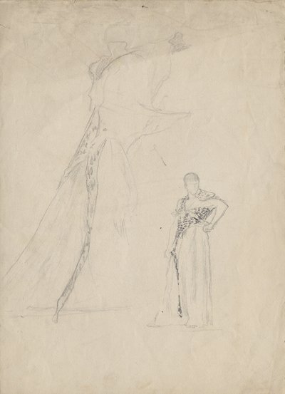 Draperiestudie met luipaardvel door Franz von Matsch