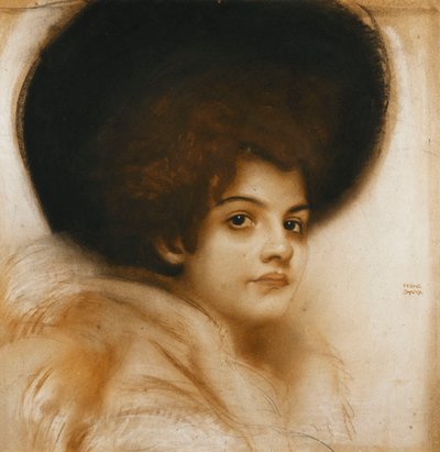 Portret van een Dame met een Hoed door Franz von Stuck