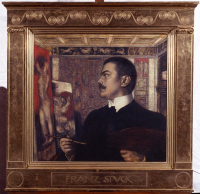 Zelfportret bij de ezel door Franz von Stuck