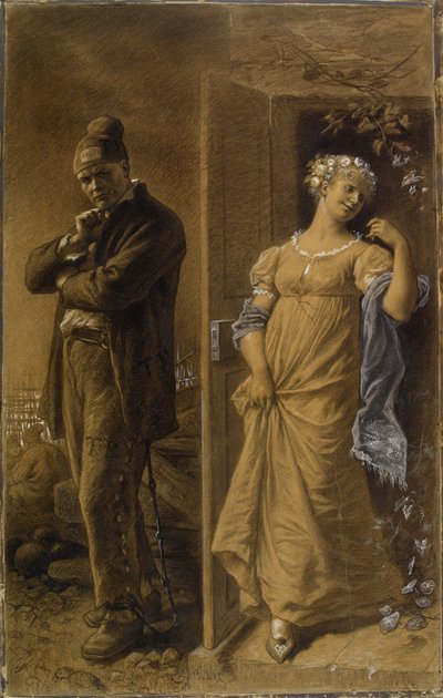 Frédéric Lix - De veroordeelde en de prostituee (uitsnede) door Frederic Theodore Lix