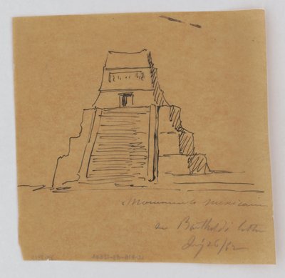 Elevatieschets voor het voetstuk van het Vrijheidsbeeld, New York door Frederic Auguste Bartholdi