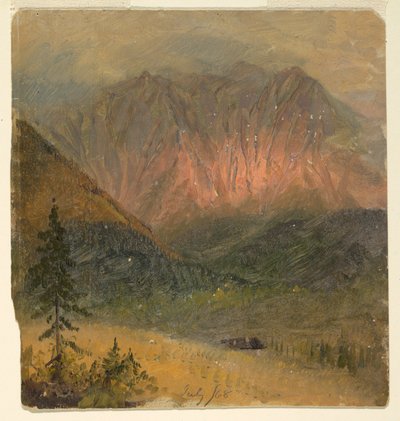 Alpenstudie van een Zonsondergang door Frederic Edwin Church