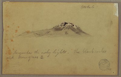 Tekening, Andesgebergte (Cayambe ), Otavalo, Ecuador, augustus of september 1853 door Frederic Edwin Church