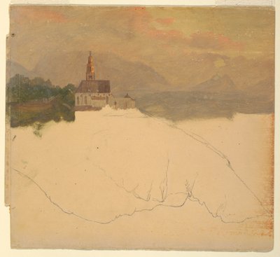 Tekening, Beiers landschap, 1868 door Frederic Edwin Church