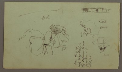 Tekening, keien, huis, april 1868 door Frederic Edwin Church