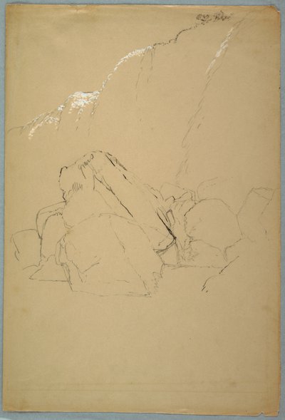 Tekening, Keien, de Canadese Bank, 1858 door Frederic Edwin Church