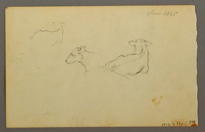 Tekening, Jongen leunend op een zak, hoed, 1844 door Frederic Edwin Church