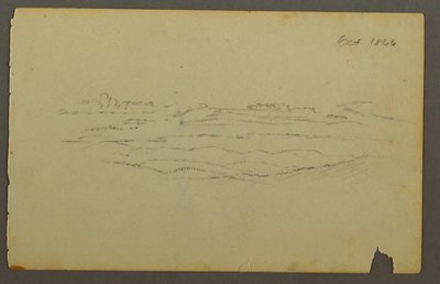 Tekening, Breed glooiend landschap met wolken, 1844 door Frederic Edwin Church