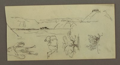Tekening, Camel Stuides, boomstruik en vallei, mogelijk 1868 door Frederic Edwin Church