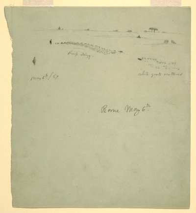 Tekening, Campagna, Rome, Italië, 6 mei 1869 door Frederic Edwin Church
