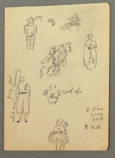 Tekening, kar, figuurstudies, mogelijk 1868 door Frederic Edwin Church