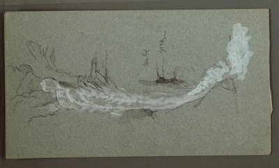 Tekening, Cascade, waarschijnlijk Konigssee, Beieren, 1868 door Frederic Edwin Church