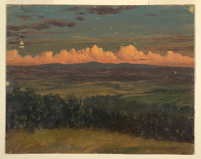 Tekening, Catskills vanaf Hudson, New York, 1870-80 door Frederic Edwin Church