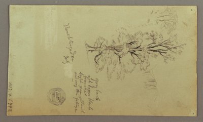 Tekening, Schoorstenen, Watervallen, Figuur, etc., juli mogelijk 1868 door Frederic Edwin Church