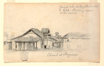 Tekening, Kerk in Tuquerres, Colombia, augustus 1853 door Frederic Edwin Church