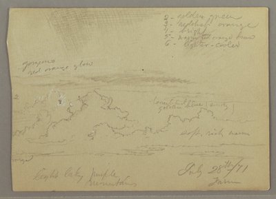 Tekening, Wolkenstudie, 28 juli 1871 door Frederic Edwin Church