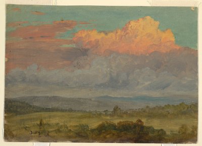 Tekening, Wolken, Hudson-vallei, New York, juli 1866 door Frederic Edwin Church