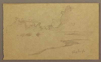 Tekening, Wolken en kust, "Bloxburgh", augustus 1865 door Frederic Edwin Church