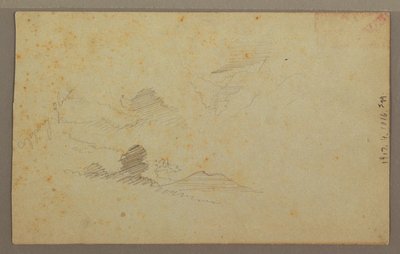 Tekening, bewolkte lucht boven vallei, juli 1863 door Frederic Edwin Church