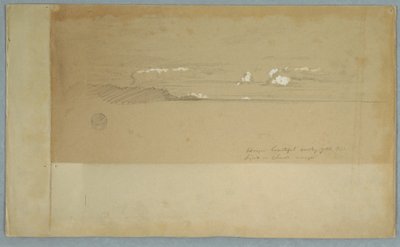 Tekening, Bewolkte lucht boven heuvelachtig en bebost gebied, mogelijk 1857 door Frederic Edwin Church