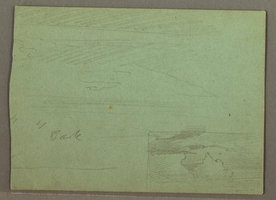 Tekening, bewolkte lucht boven heuvelrug, augustus 1871 door Frederic Edwin Church