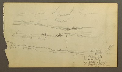 Tekening, Bewolkte lucht boven vallei (Maine), mogelijk 1860 door Frederic Edwin Church