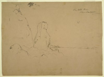 Tekening, Kust met "De oude broeder Neaer Eastport", ca. 1851 door Frederic Edwin Church