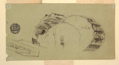 Tekening, Fragmenten van zuilen en kroonlijsten, Athene, april 1869 door Frederic Edwin Church
