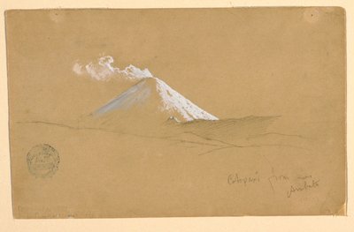 Tekening, Cotopaxi van nabij Ambato, Ecuador, 1853 door Frederic Edwin Church