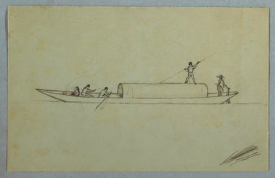Tekening, Overdekte kano, waarschijnlijk Zuid-Amerikaans, 1853 of 1857 door Frederic Edwin Church