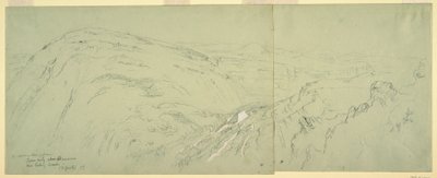 Tekening, ver uitzicht op Damascus, Syrië, 7 mei 1868 door Frederic Edwin Church