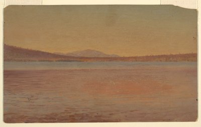 Tekening, ver uitzicht op de bergen Katahdin en Traveller vanaf Lake Millinocket, 1870-80 door Frederic Edwin Church