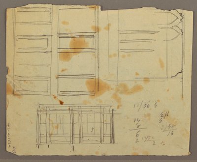 Tekening, Figuur Schetsen; Verso: Boekenkast, 1853 door Frederic Edwin Church