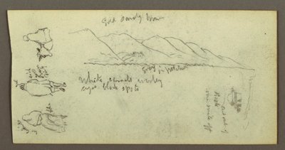 Tekening, Figuurstudie, bergketen, mogelijk 1868 door Frederic Edwin Church