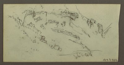 Tekening, Figuurstudie, bergketen, mogelijk 1868 door Frederic Edwin Church