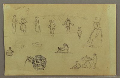 Tekening, Figuurstudies door de branding, mogelijk 1857-58 door Frederic Edwin Church