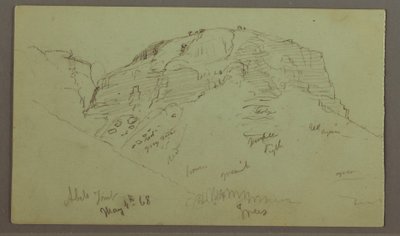 Tekening, Flat Rocky hill, 4 mei 1868 door Frederic Edwin Church
