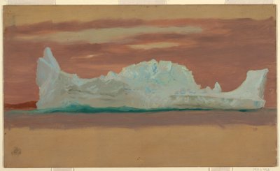 Tekening, Drijvende ijsbergen onder een bewolkte hemel, Newfoundland, juli 1859 door Frederic Edwin Church