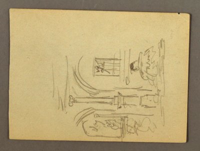 Tekening, Fragment van een zuilengang, fontein, mogelijk 1868-69 door Frederic Edwin Church