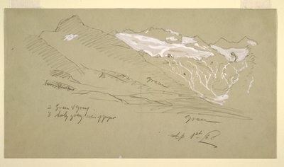 Tekening, Van de Berner Alpen, Bel Arp, augustus 1868 door Frederic Edwin Church