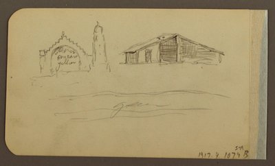 Tekening, Tuin, Huis, Cuautla; Verso: Kerk, Schuur, Cuautla, februari 1885 door Frederic Edwin Church