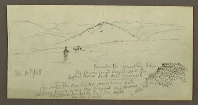 Tekening, Steenhoop, Vlakte en Bergen, Zon, 19 februari 1868 door Frederic Edwin Church