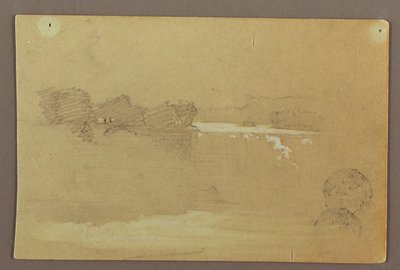 Tekening, Hennequin Point en de Amerikaanse watervallen, Niagara rivier, mogelijk 1856 door Frederic Edwin Church