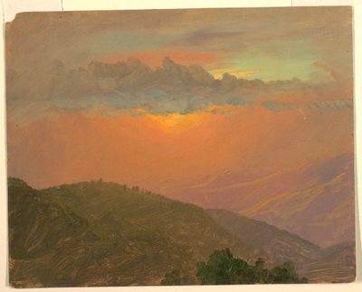 Tekening, Hilltop bij zonsondergang, juli 1865 door Frederic Edwin Church