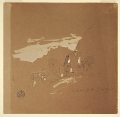 Tekening, Huizen bij Berchtesgaden, Beieren, 26 juli 1868 door Frederic Edwin Church